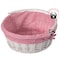 Wickerwise White Round Willow Gift Basket with Pink and White Gingham Liner and Sturdy Foldable Handles, Medium QI004620.PK.M - alternate 7